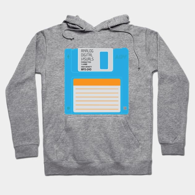 Floppy Disk (Button Blue Colorway) Analog / Computer Hoodie by Analog Digital Visuals